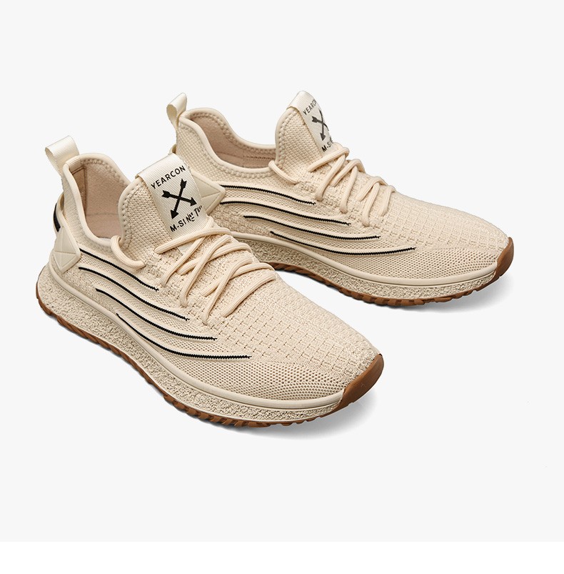 意尔康男鞋时尚休闲鞋椰子鞋2022夏季新款飞织网面透气系带阿甘鞋厚底