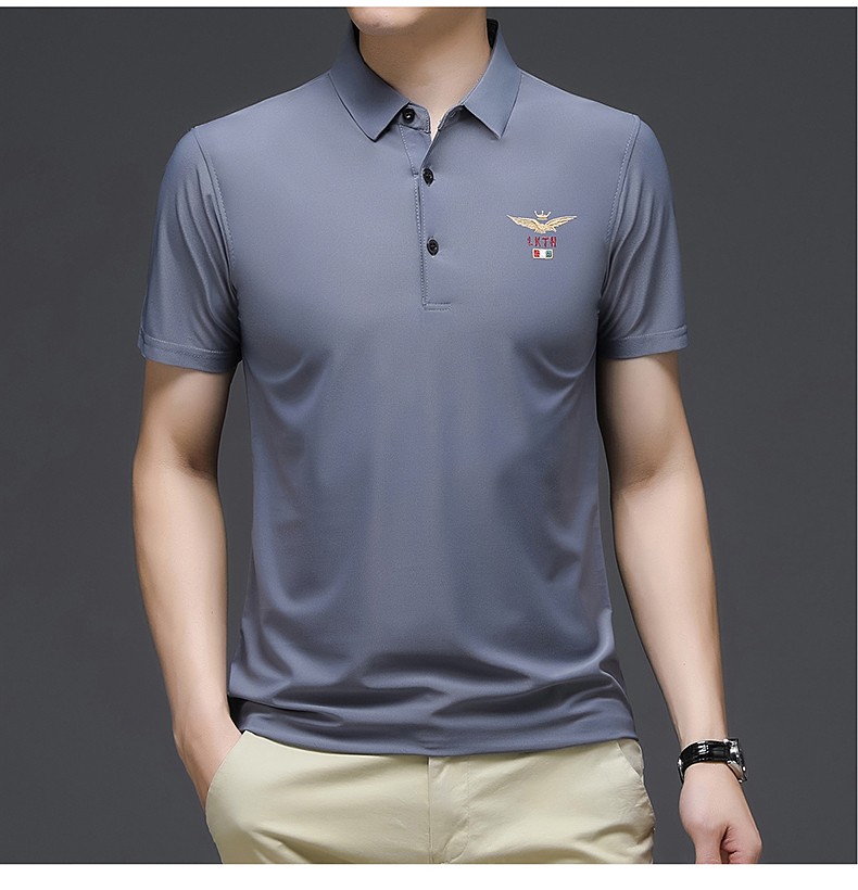 袋鼠男士短袖t恤翻领夏季新款中青年速干t恤商务休闲薄款冰丝透气上衣