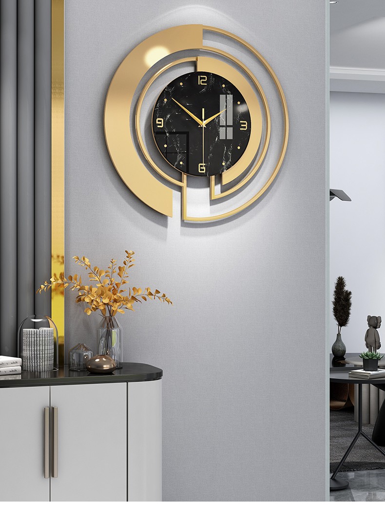 宝洛雷希轻奢钟表挂钟客厅背景墙装饰挂表家用简约大气创意石英钟壁饰