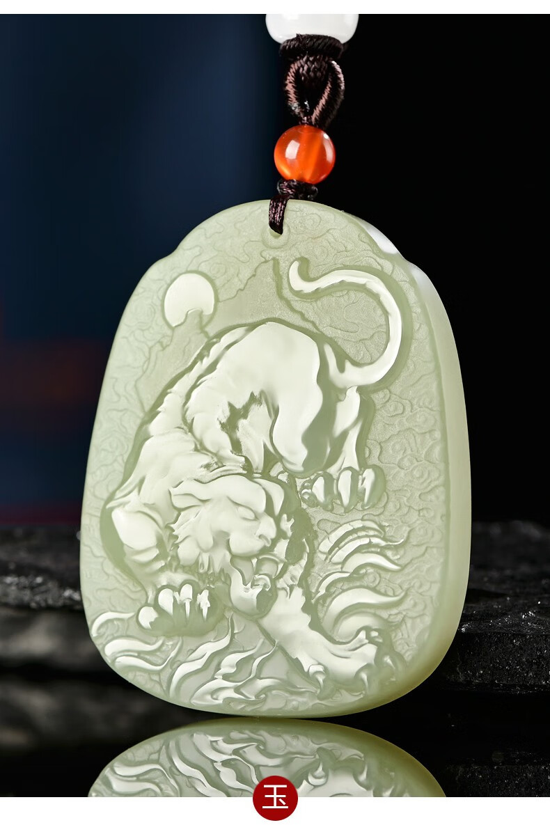 女王节礼物和玉情新疆和田玉虎啸山河玉吊坠生肖属虎玉佩挂件男女款