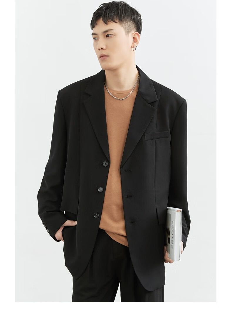 earljoel设计感宽松西服男2022春秋季新款日系休闲男士单西装外套鸽子