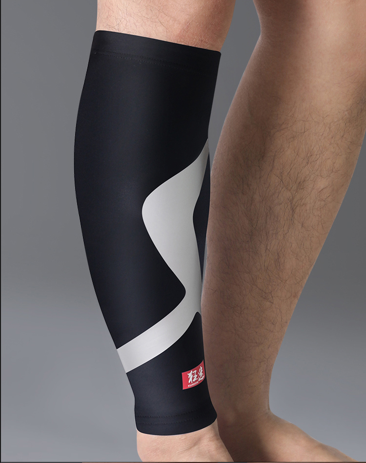 狂迷运动透气护膝篮球护腿加长护小腿运动健身护具 黑色单只装 能量