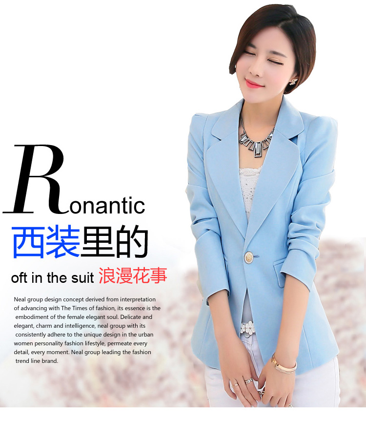小西服女2015春夏装新款修身显瘦韩版外套女士休闲大码长袖小西装 2108黑 XXXL