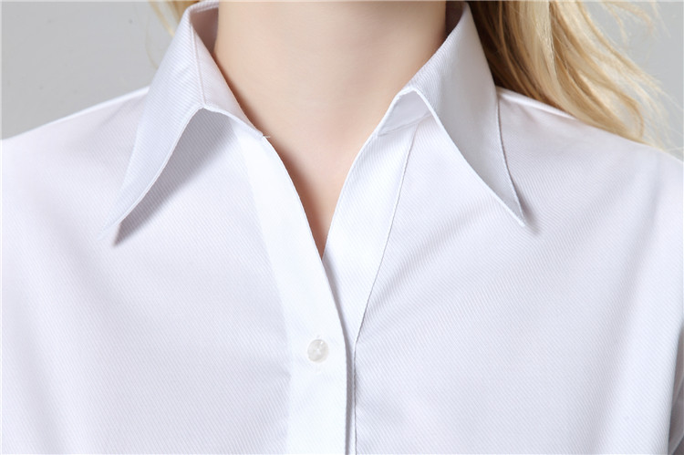 
                                        ZHI YE MEN女装长袖衬衫商务韩版修身OL职业正装免烫白色长袖工作服衬衣 紫罗兰V领 40=XL码                