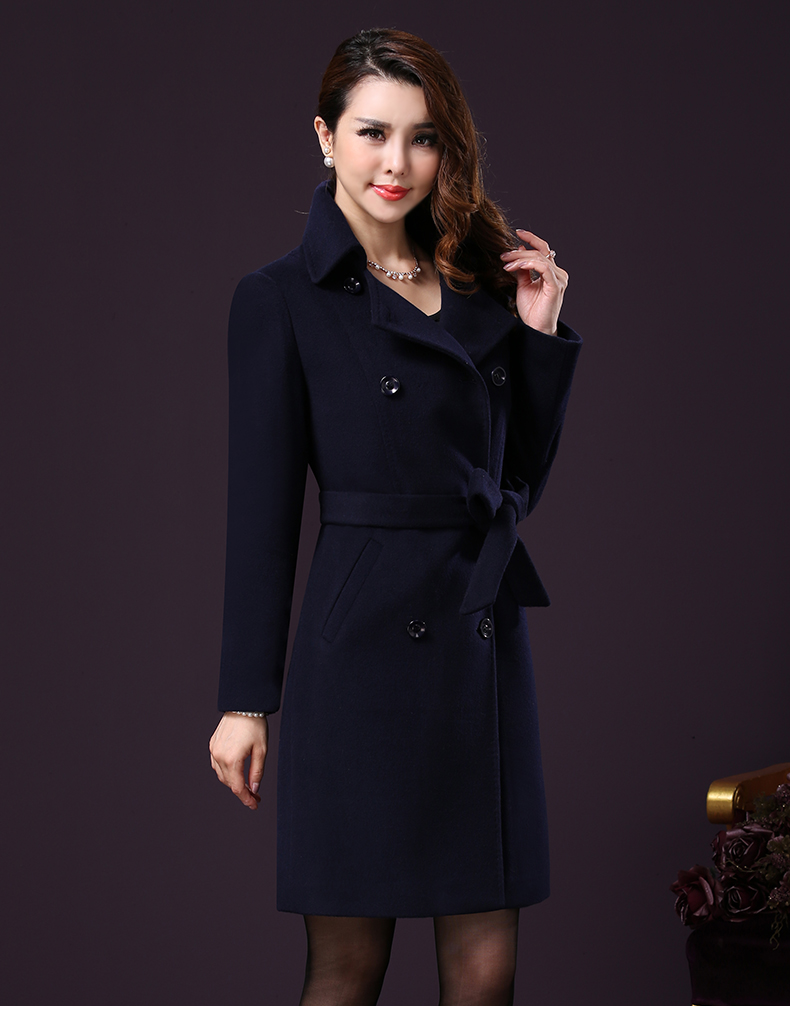 王小鸭2017冬装新款气质修身显瘦女装中长款毛呢外套呢子羊毛大衣w