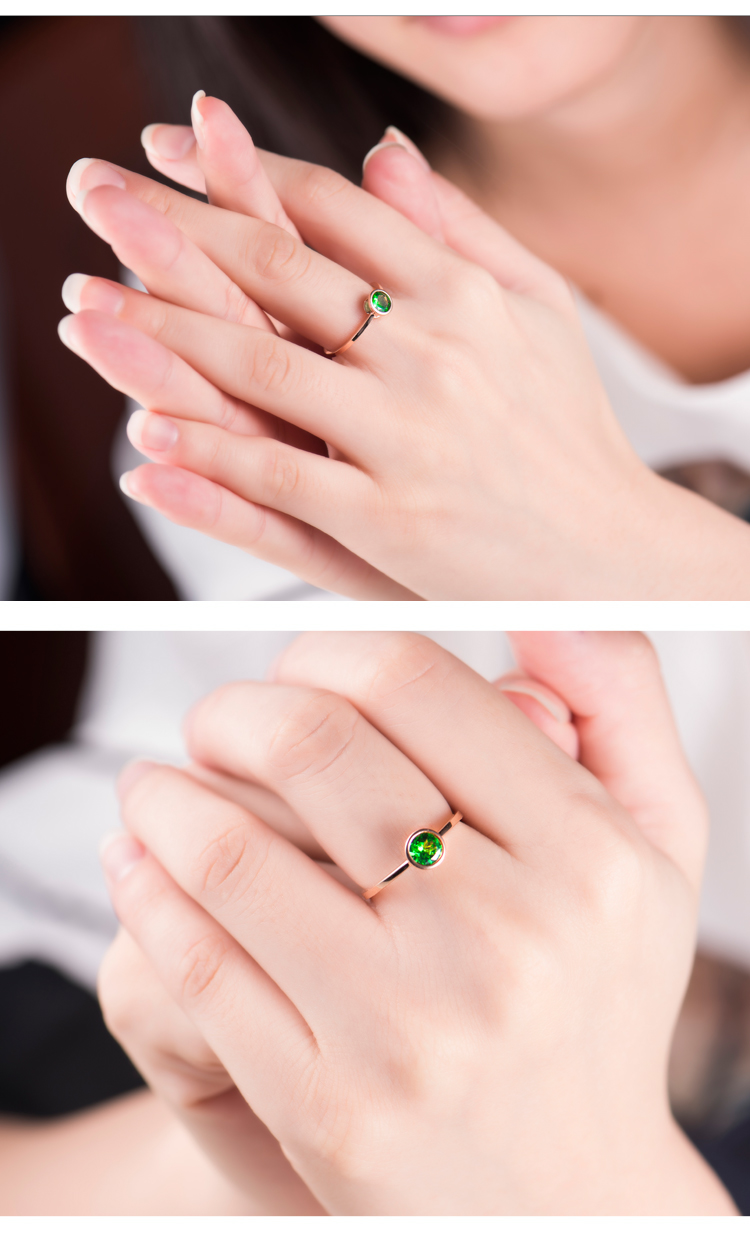 永思珠宝 0.47克拉玫瑰色18k金天然沙弗莱戒指女彩色宝石彩宝戒指