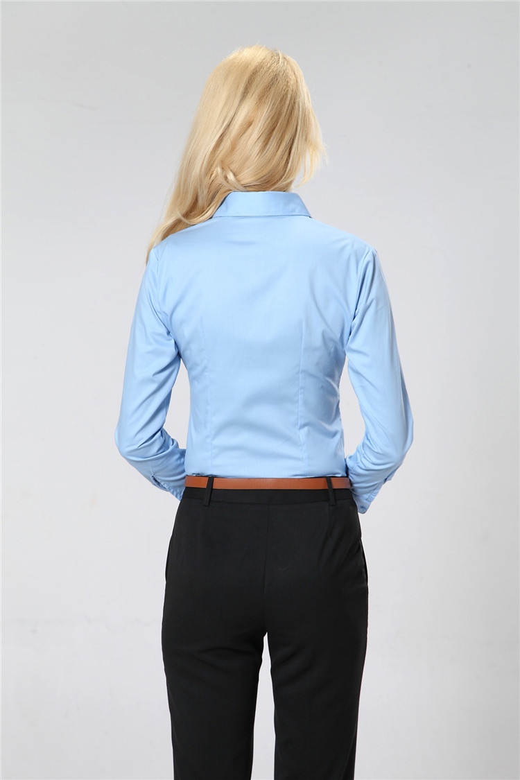 
                                        ZHI YE MEN女装长袖衬衫商务韩版修身OL职业正装免烫白色长袖工作服衬衣 紫罗兰V领 40=XL码                