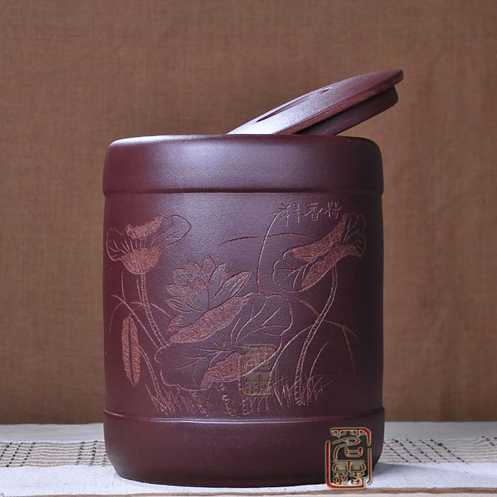 
                                                            茗露 紫砂茶叶罐 宜兴紫砂茶缸 11饼茶罐 存茶罐茶仓普洱罐白茶罐 宜兴紫砂茶叶罐 大号茶 紫砂牡丹罐                