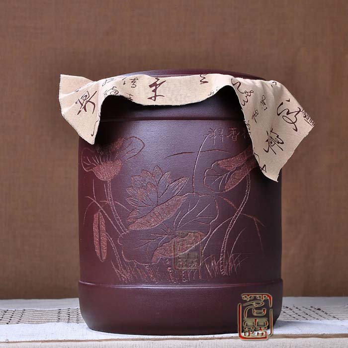 
                                                            茗露 紫砂茶叶罐 宜兴紫砂茶缸 11饼茶罐 存茶罐茶仓普洱罐白茶罐 宜兴紫砂茶叶罐 大号茶 紫砂牡丹罐                