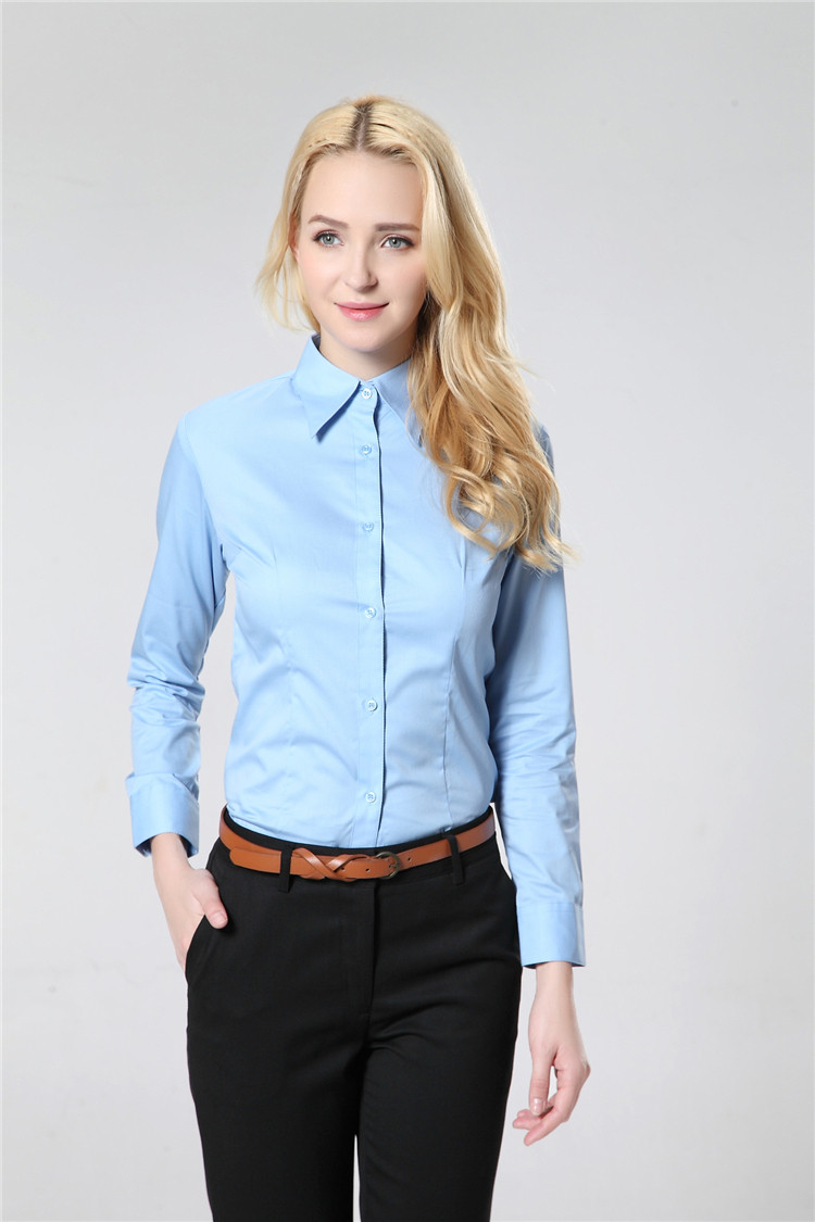 
                                        ZHI YE MEN女装长袖衬衫商务韩版修身OL职业正装免烫白色长袖工作服衬衣 紫罗兰V领 40=XL码                