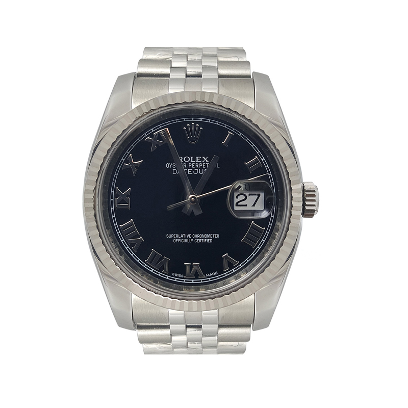 二手95新rolex劳力士116234日志型系列黑盘罗马数字自动机械腕表