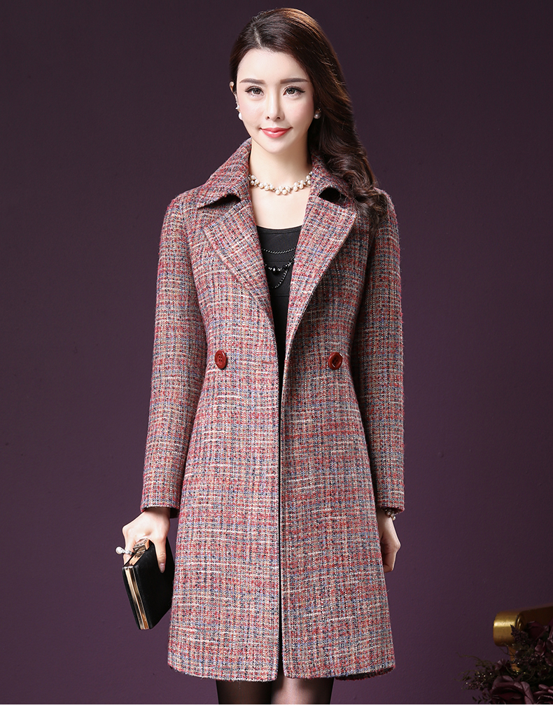 王小鸭2017秋冬季新款毛呢外套女中长款韩版时尚加厚羊毛呢子大衣w