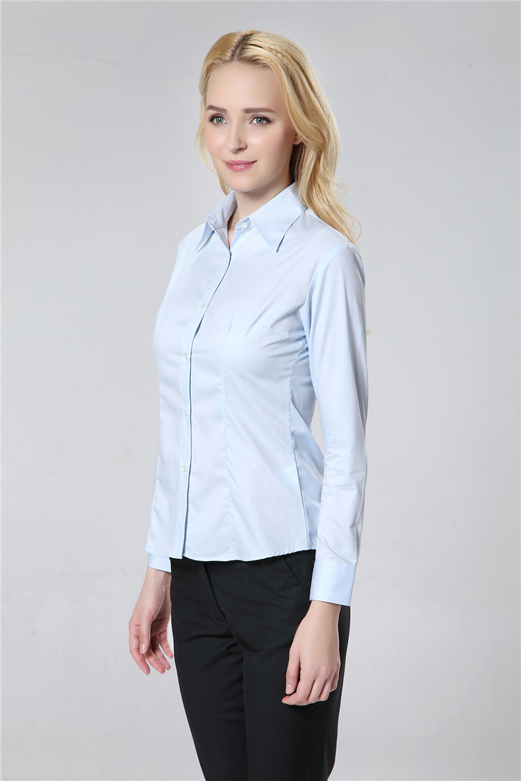 
                                        ZHI YE MEN女装长袖衬衫商务韩版修身OL职业正装免烫白色长袖工作服衬衣 紫罗兰V领 40=XL码                