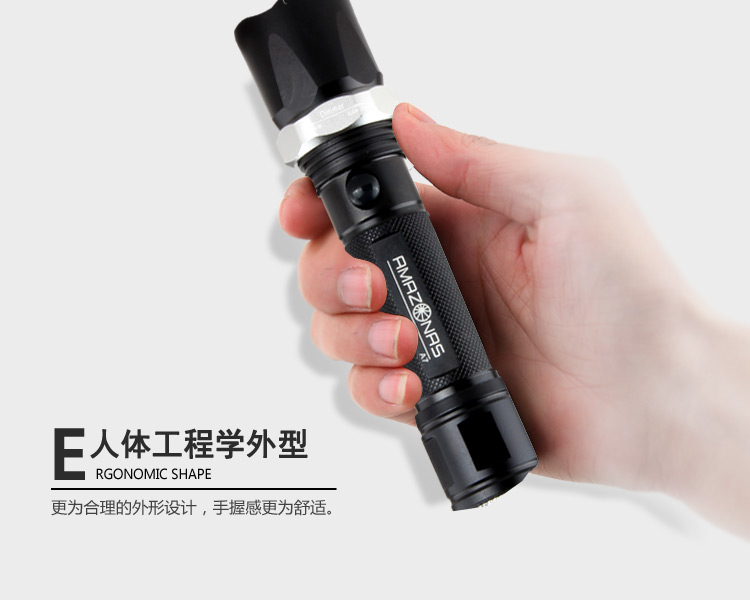 亚马逊应急灯照明LED强光手电筒充电远射防水家用消防手电A7豪华版
