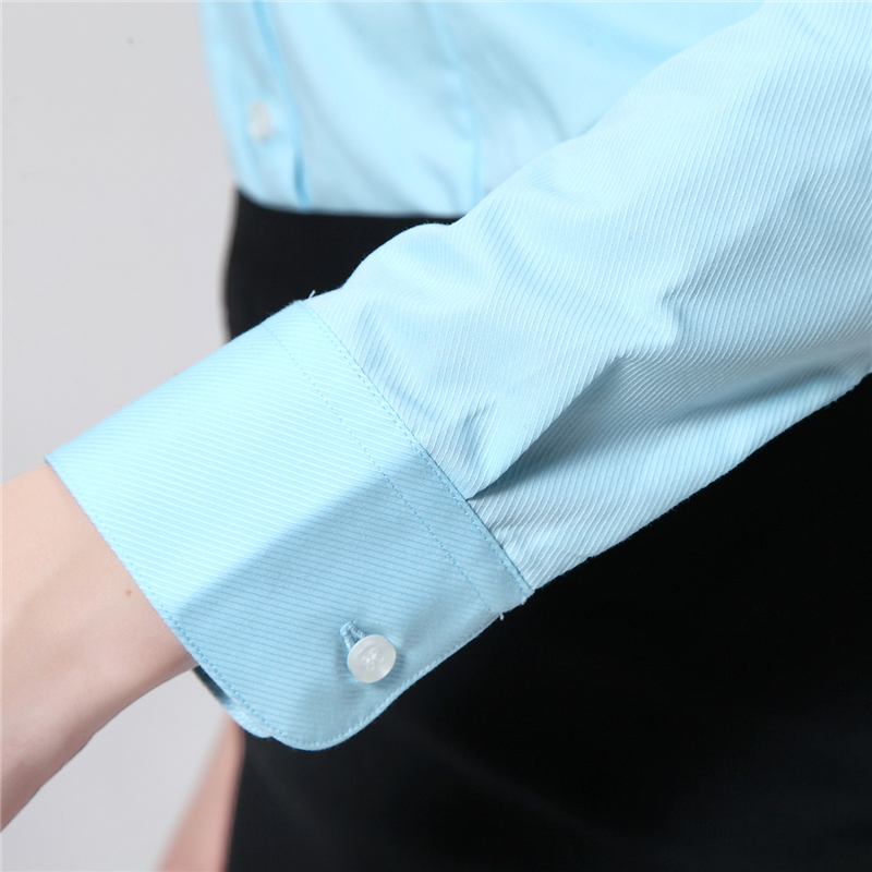 
                                        ZHI YE MEN女装长袖衬衫商务韩版修身OL职业正装免烫白色长袖工作服衬衣 紫罗兰V领 40=XL码                