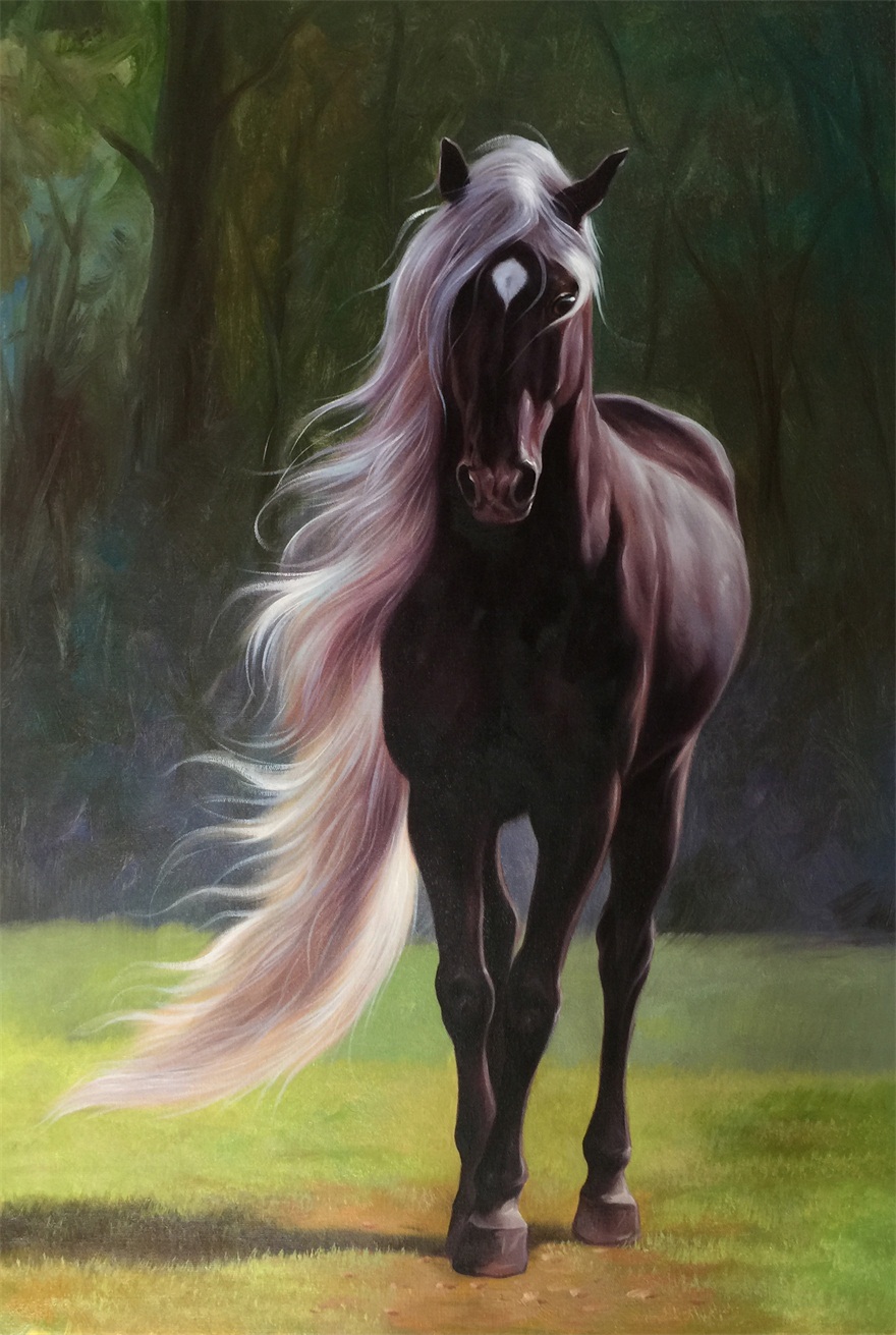 高敏《马到成功》 布面油画 80x80cm