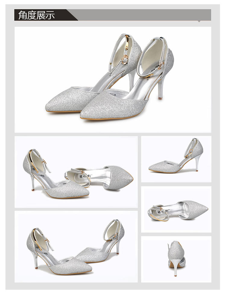 福禄桐2015春新款优雅女鞋夏单鞋镂空尖头高跟鞋细跟包头女凉鞋