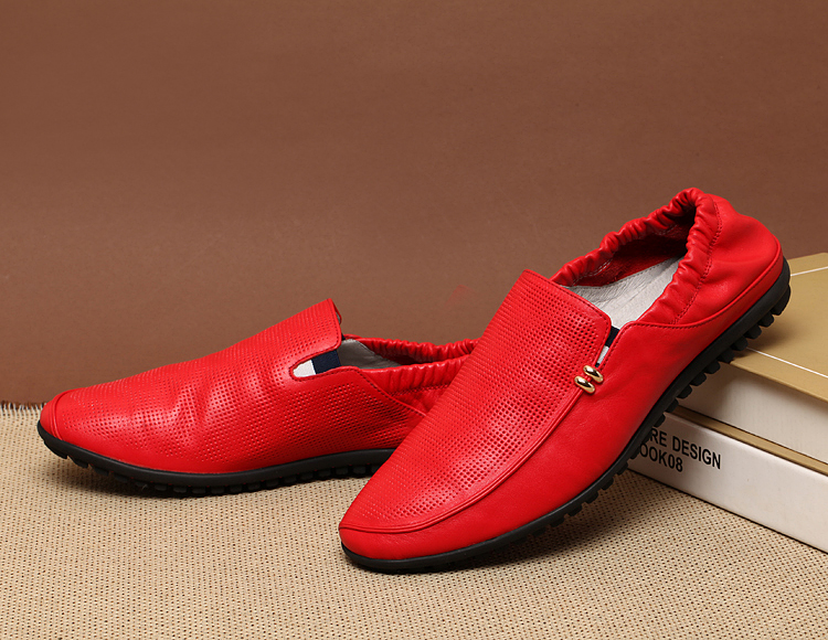 沃尔保罗voerpaul春夏新款男士休闲鞋打孔透气真皮男鞋时尚潮流英伦