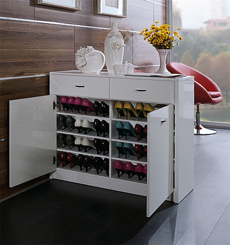 真荣小虎鞋柜 间厅柜 kt-827白色 双面玄关柜隔断特价木鞋柜 白色亮光