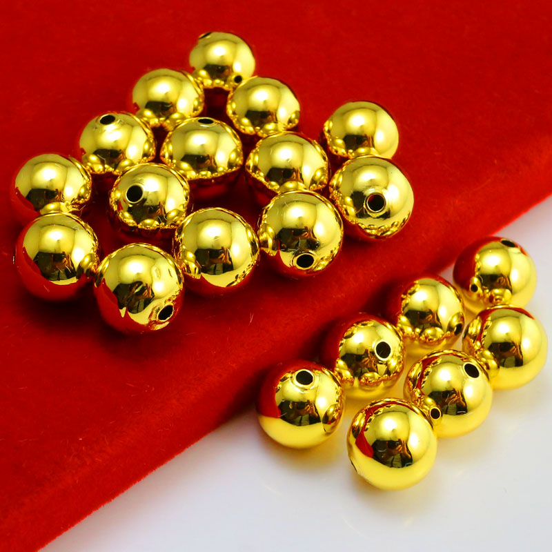 千影珠宝黄色金珠子仿金首饰配件转运珠圆珠子手工编项链串手链光面小