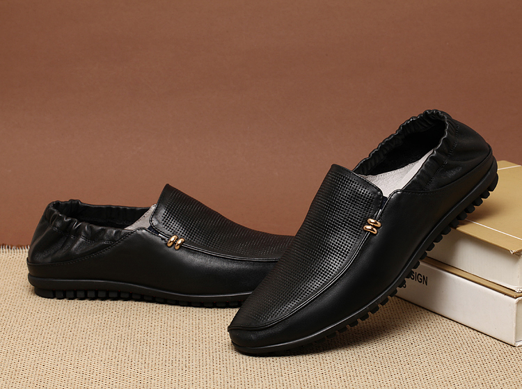 沃尔保罗voerpaul春夏新款男士休闲鞋打孔透气真皮男鞋时尚潮流英伦