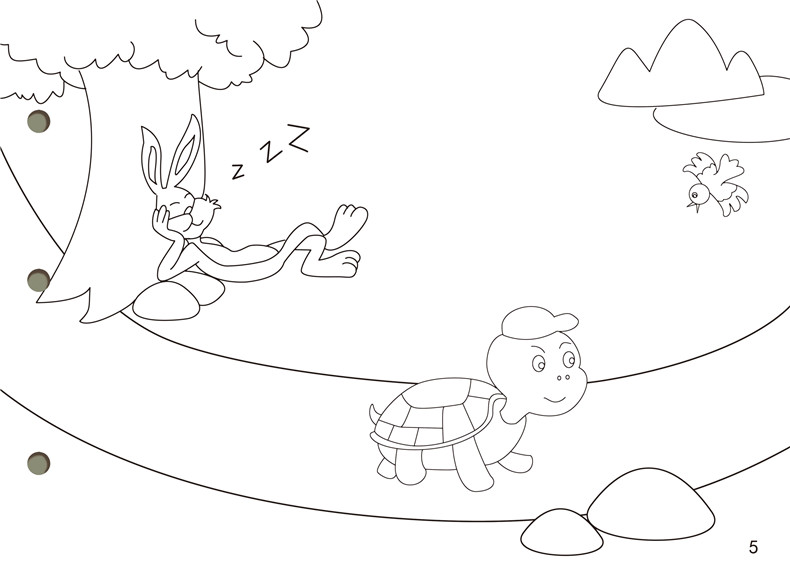 龟兔赛跑手工自制绘本a4白卡涂色贴纸书宝宝儿童幼儿园手工diy故事