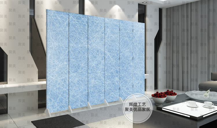 优阁调折叠屏风隔断防水防透免安装双面中式艺术屏风水墙文化墙背景墙567扇 6-25 7扇防水防透加厚