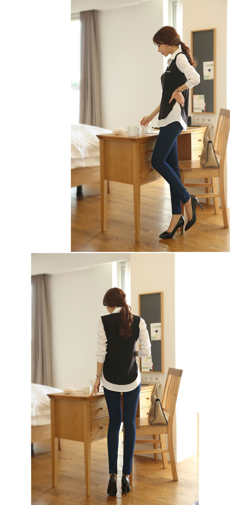 
                                        金帝尔派克2017春季衬衫女装职业新款显瘦上衣V1088 黑色 XL                