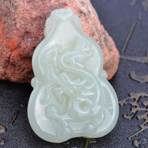 同伴 和田玉葫芦挂坠吊坠 玉器龙挂件玉石饰品男女玉坠项坠 附证书