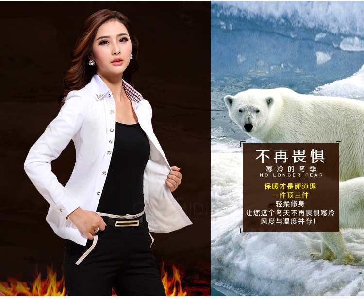 依天后全棉衬衫2015秋冬加厚加绒保暖长袖女士衬衣职业装大码女装修身显瘦上衣工衣工作服 白色(加厚加绒) 2XL