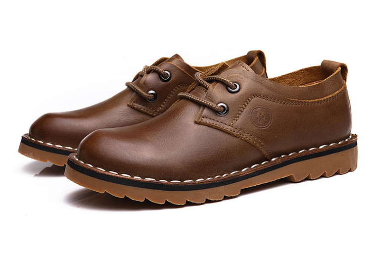 牧马牛仔皮鞋商务休闲鞋真皮系带婚鞋低帮潮流男鞋子87060 卡其色 43