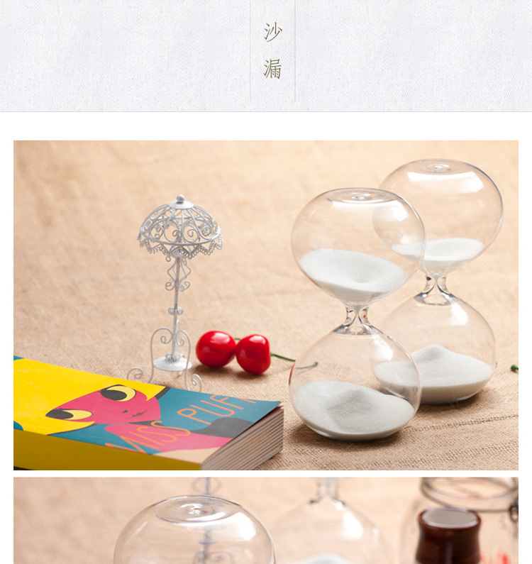 mx泡芙小姐沙漏计时器礼物时间沙漏30分钟创意情人节生日礼物,白色