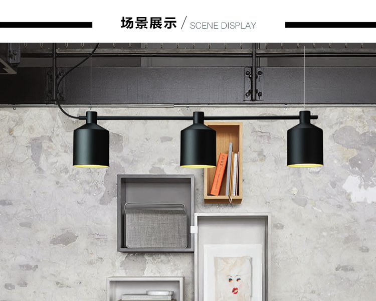 OTY 餐厅吧台吊灯饭厅餐桌美式复古工业铁艺设计师灯具三头小吊灯LD80205-3 绿色 直径15cm