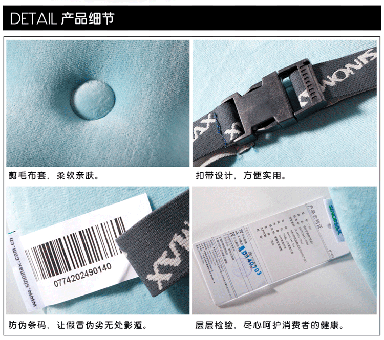 香港赛诺SINOMAX健康腰垫C-032记忆棉芯靠垫腰垫办公腰垫 蓝色
