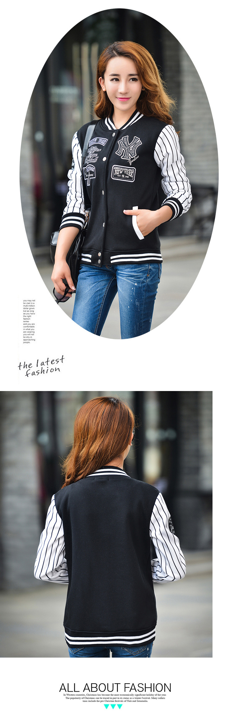 艾意路2015新款韩版开衫立领卫衣女春秋绣花棒球服女外套5515 红色 XL