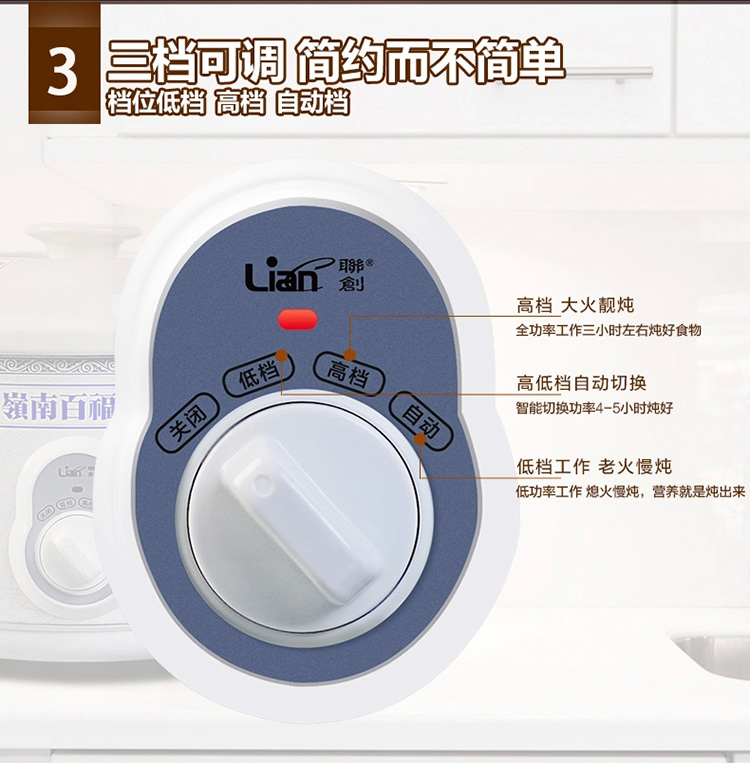 
                                        联创（Lianc） 联创电炖锅DF-BL9010M 煲汤煮粥锅 白瓷电炖锅4.5L                