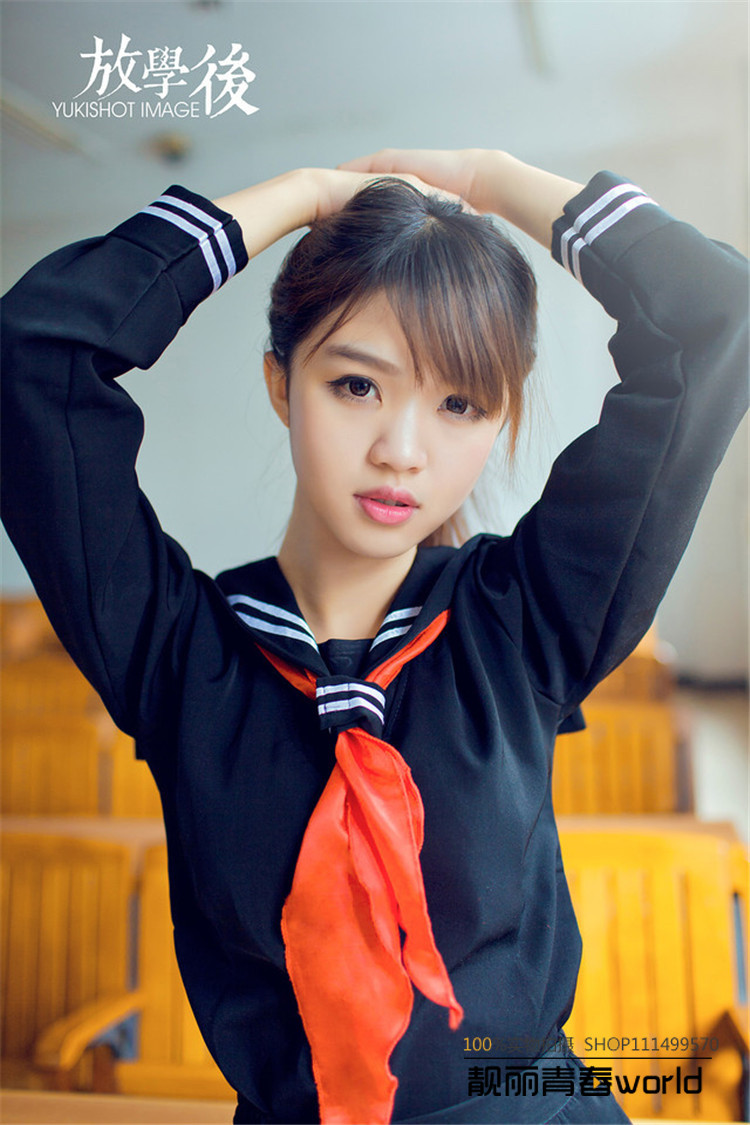 
                                                            茗门卡淇 COSPLAY地狱少女 阎魔爱裙子校服水手服红领巾学生装 336黑色上衣+黑裙子+红领带+黑色白条纹袜210 L                
