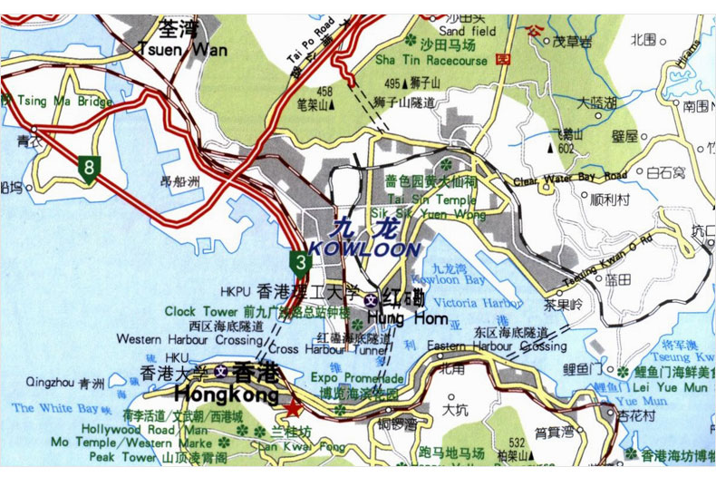 2021年香港地图8657厘米防水耐折政区旅游交通图
