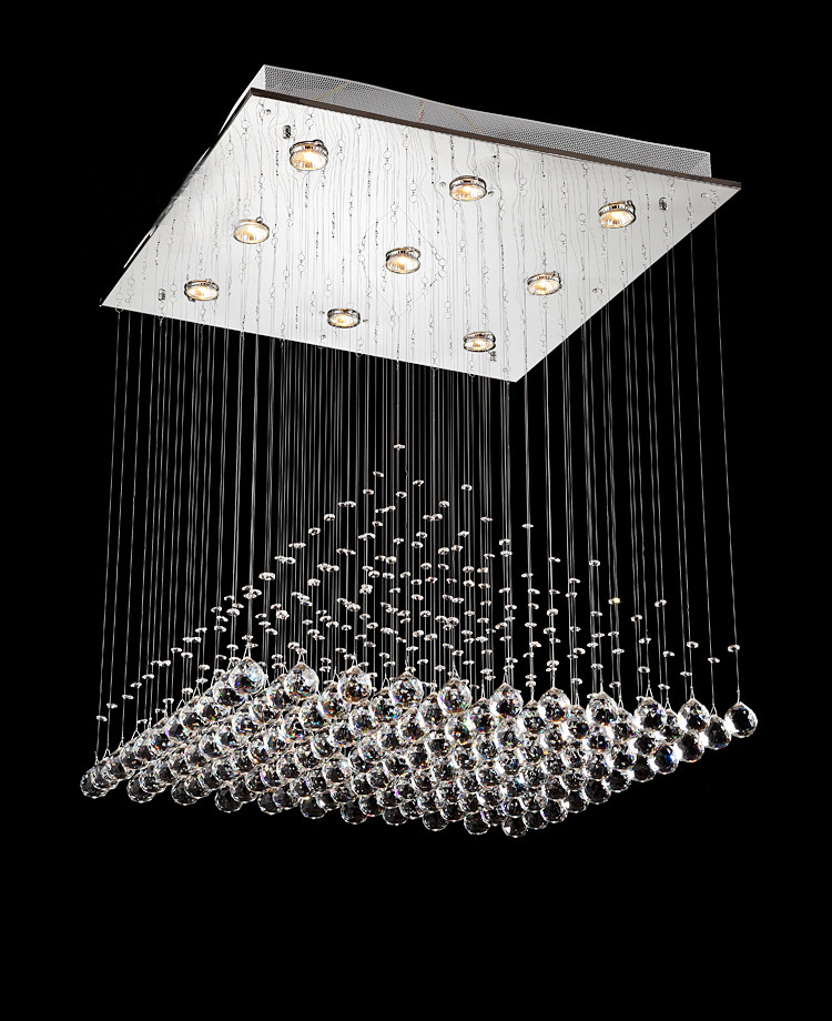 安戴利 现代简约led客厅灯吊线水晶灯创意餐吊灯卧室灯鱼线灯具金字塔