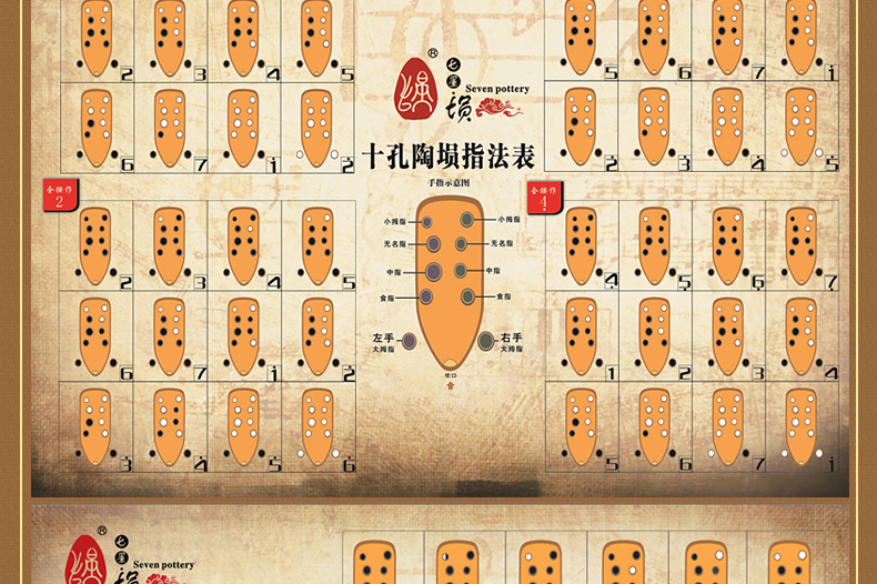 奇宝居十孔陶埙笔筒埙陶埙埙十孔乐器赠初学教材可水洗埙珍珠地a调