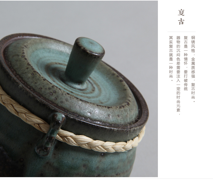 
                                        怀樽 茶叶罐陶瓷 大号小号宽口 存茶储茶醒茶罐 防潮储物密封罐 复古粗陶茶罐 小号                