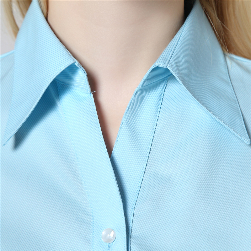 
                                        ZHI YE MEN女装长袖衬衫商务韩版修身OL职业正装免烫白色长袖工作服衬衣 紫罗兰V领 40=XL码                