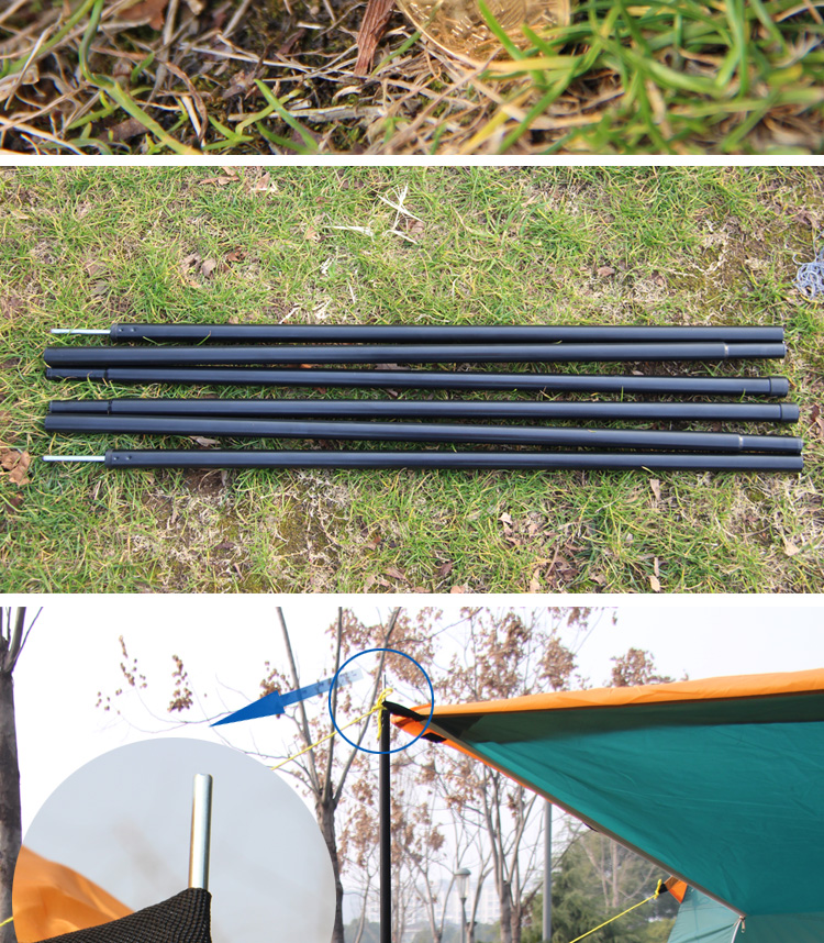 帐篷门撑杆 三用内帐杆 帐篷配件支撑杆 2米门撑杆【2根,每根4节】