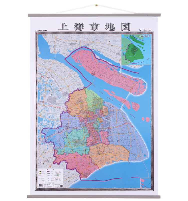 加厚高清版2021年上海市地图挂图114米交通政区全图
