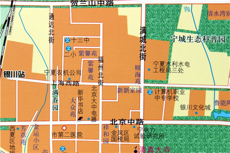 【划区包邮】银川地图挂图 宁夏回族自治区地图挂图 正反面印刷 挂绳