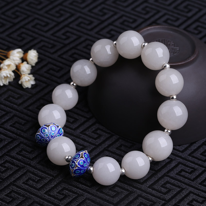 佘太翠 拱月手串女 天然玉石搭配925银珐琅手链 皇家花丝工艺 尽量贵