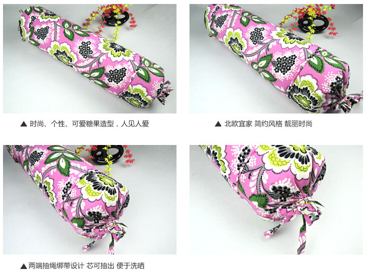花美妮佳 个性创意糖果枕 圆柱抱枕腰靠枕糖果抱枕长抱枕沙发靠垫可拆洗多规格 炫丽系列 炫丽绿条 45(长)cm*15(直径)cm