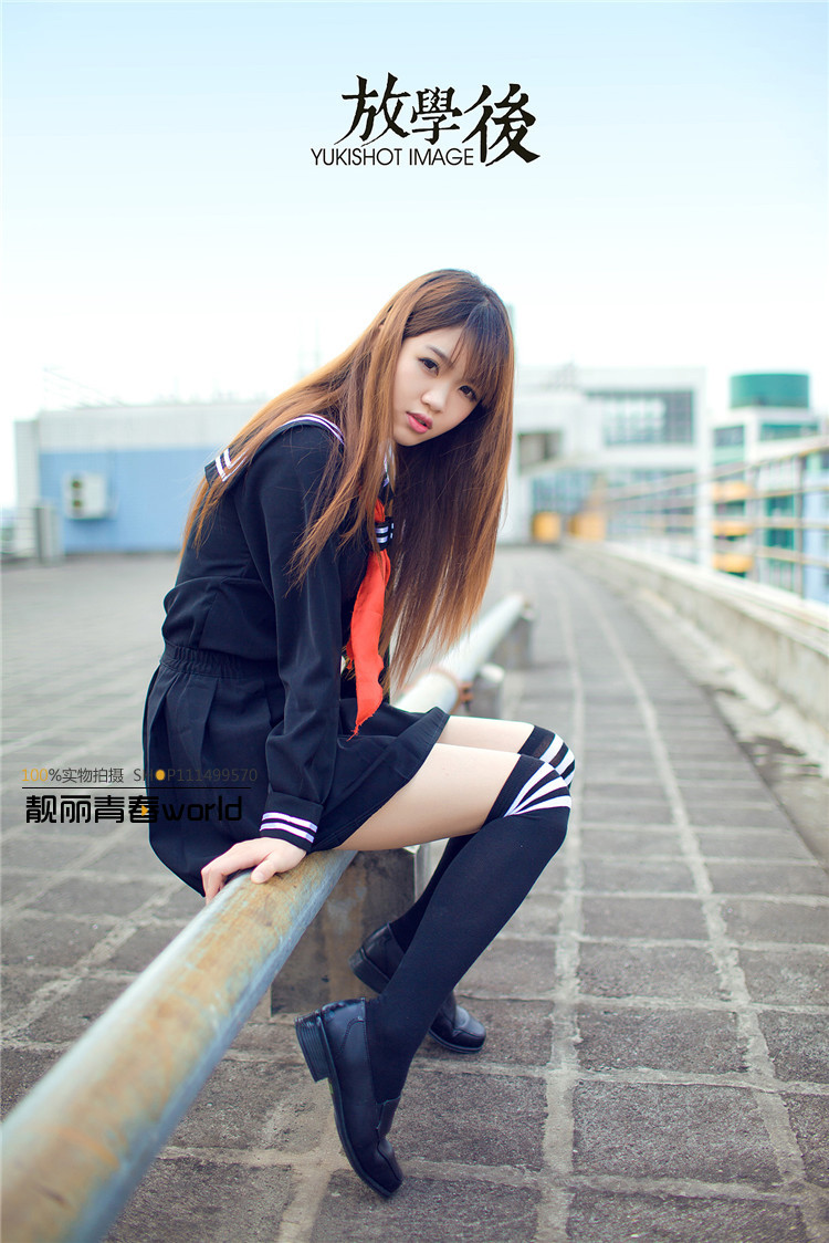 
                                                            茗门卡淇 COSPLAY地狱少女 阎魔爱裙子校服水手服红领巾学生装 336黑色上衣+黑裙子+红领带+黑色白条纹袜210 L                