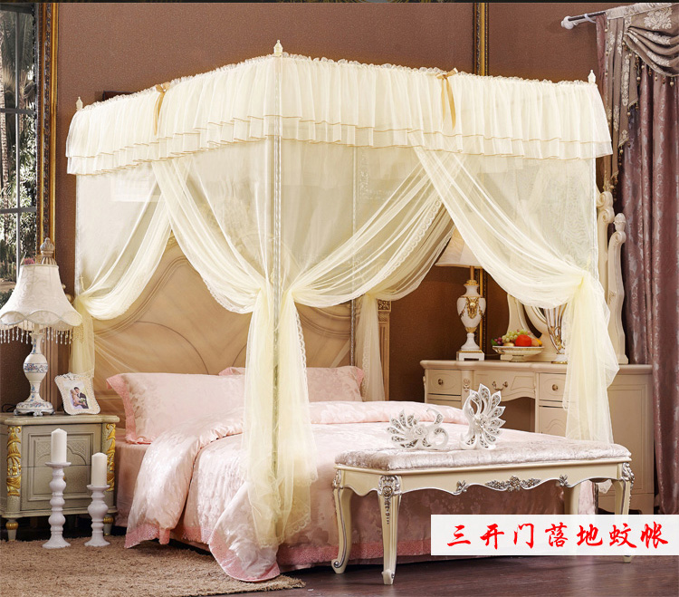 
                                        京童家纺  床上用品 蚊帐 新款坐床式三开门蚊帐 暗香花语 粉色 2.0m床200*215*170cm                