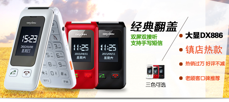 大显DX286 移动/联通2G直板老人手机 双卡双待 红色